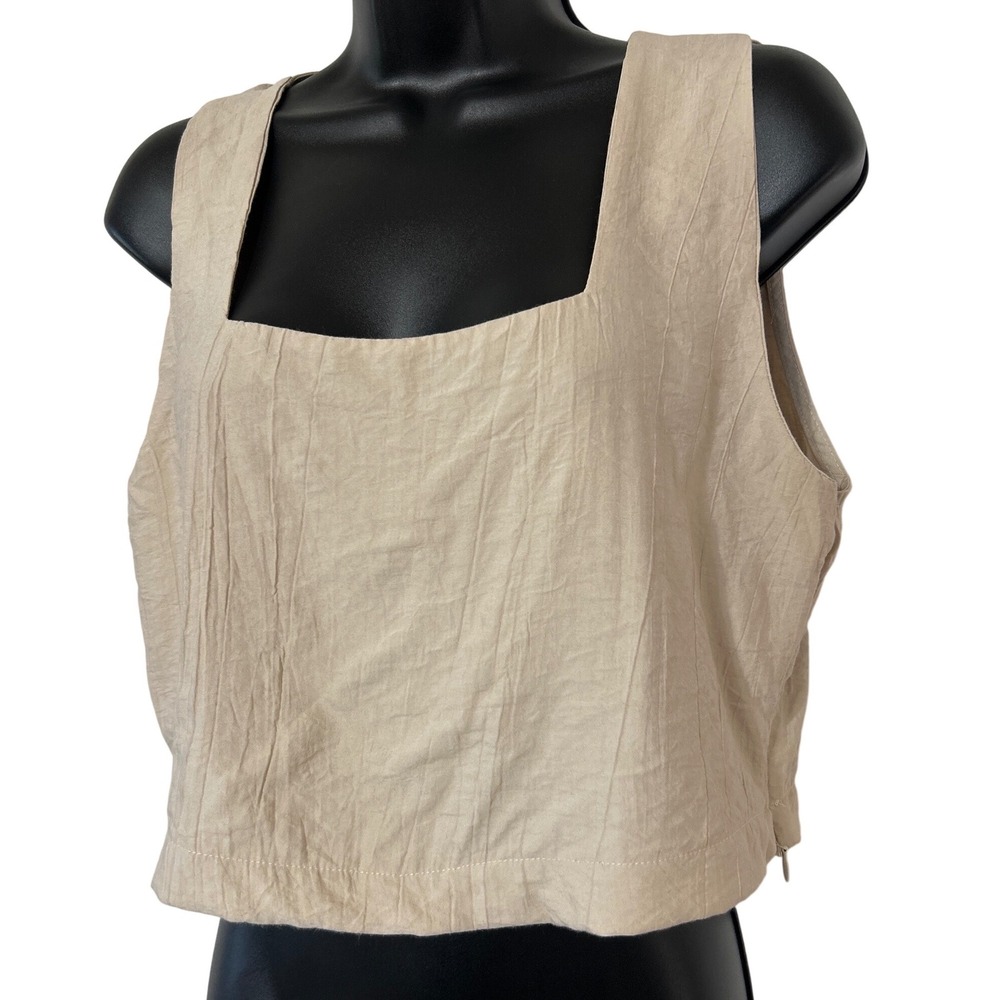 SOUL OF MU Beige Square Neck Cropped Tank Top Size L